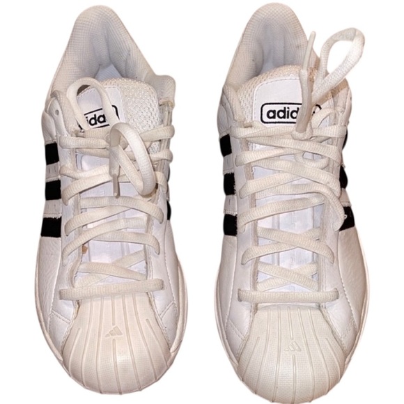 🌹Vintage 2001 Adidas Superstar 2G White Sneakers with Black Stripes - Picture 1 of 7